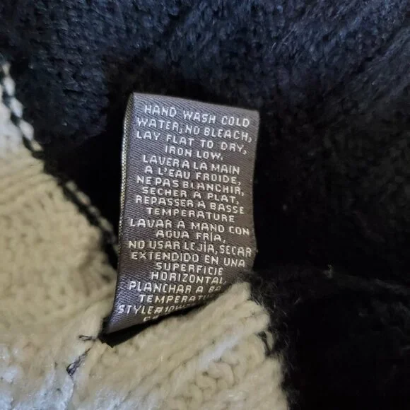 SUZY SHIER | Off The Shoulder Cable knit Long Sleeve Black White Sweater (M) - Picture 10 of 10